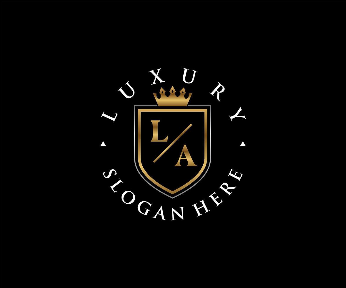 Initial LA Letter Royal Luxury Logo template in vector art for Restaurant, Royalty, Boutique, Cafe, Hotel, Heraldic, Jewelry, Fashion and other vector illustration.