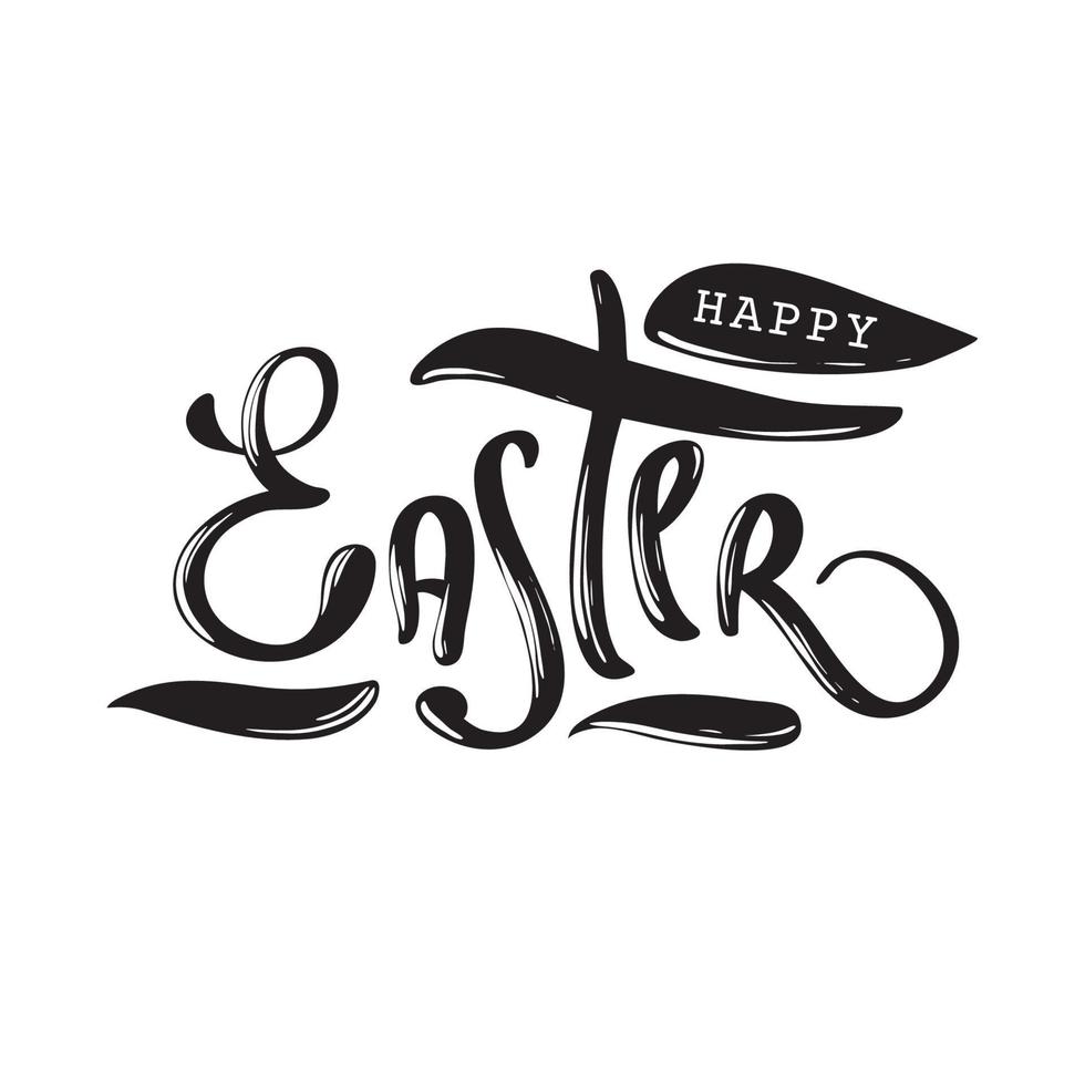 Happy Easter. Black and white calligraphy phrase vector