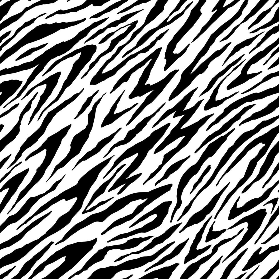 Seamless zebra pattern. Black and white striped animal texture vector
