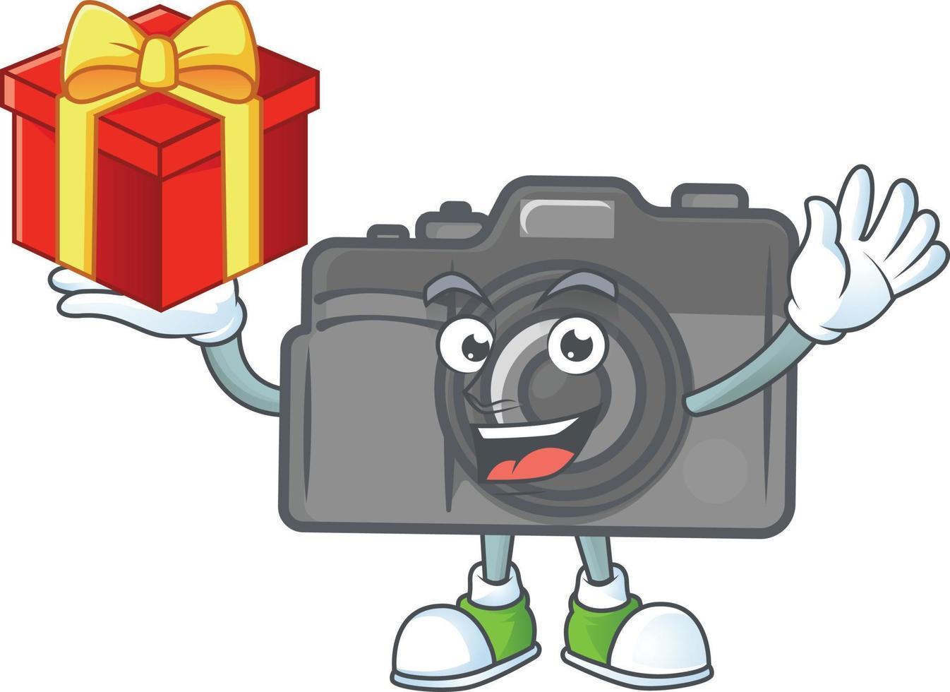 Digital camera mascot icon design vector