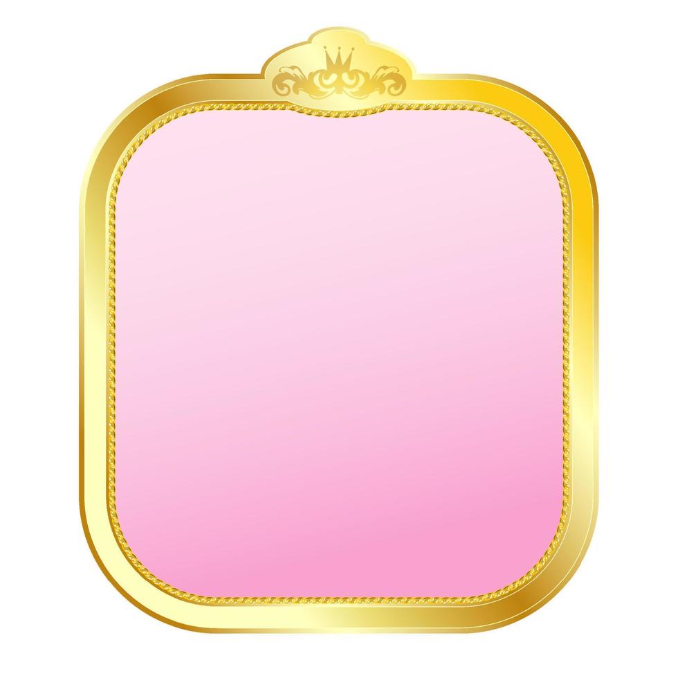 Golden fantasy frame on a pink wall for princess portrait. vector
