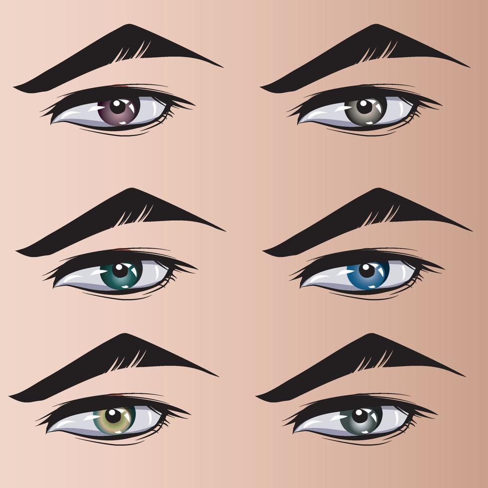 conjunto ojos hombres en anime estilo. vector