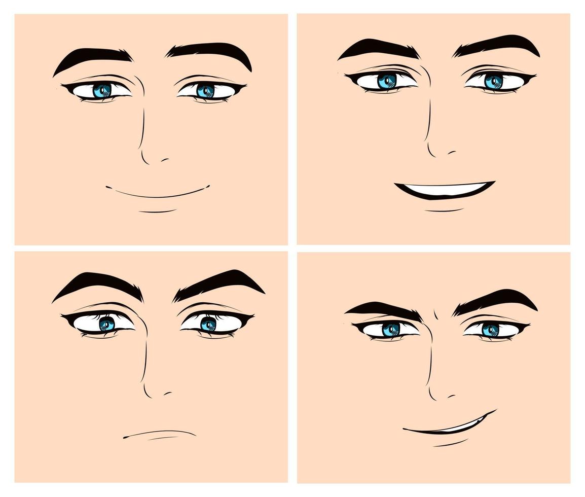 Different emotions of a man. vector