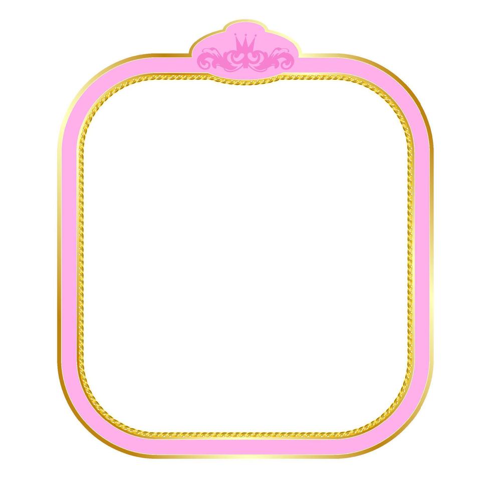 Golden and pink fantasy frame for princess portrait. vector