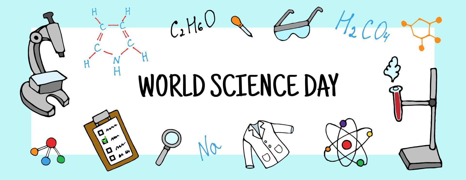 World Science Day Poster Or Banner Background. Vector illustration