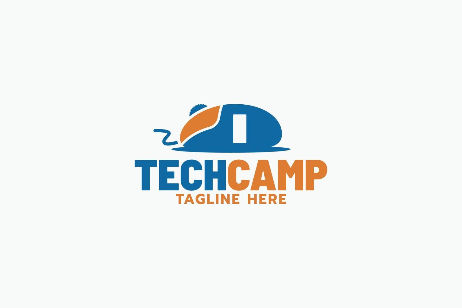 tech camp logo with a combination of a computer mouse with an rv for any business especially technology training, computer training, clubs, etc vector