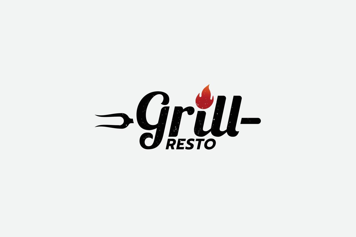 sencillo parrilla logo con un combinación parrilla letras y espátula para ninguna negocio especialmente para restaurante, cafetería, etc. vector