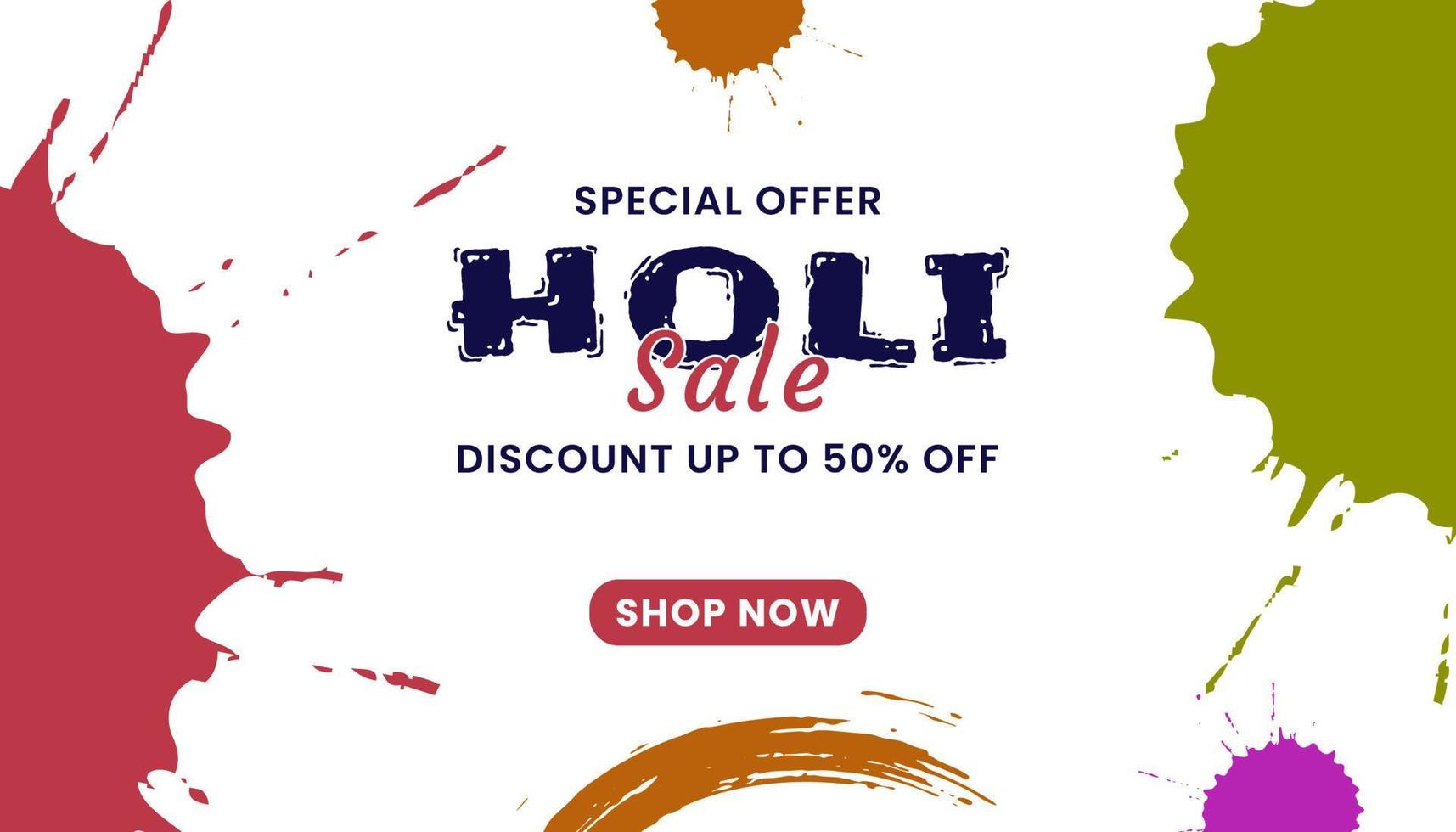 Happy Holi Festival Banner Sale and Promotion template for Festival of Colors celebration. vector