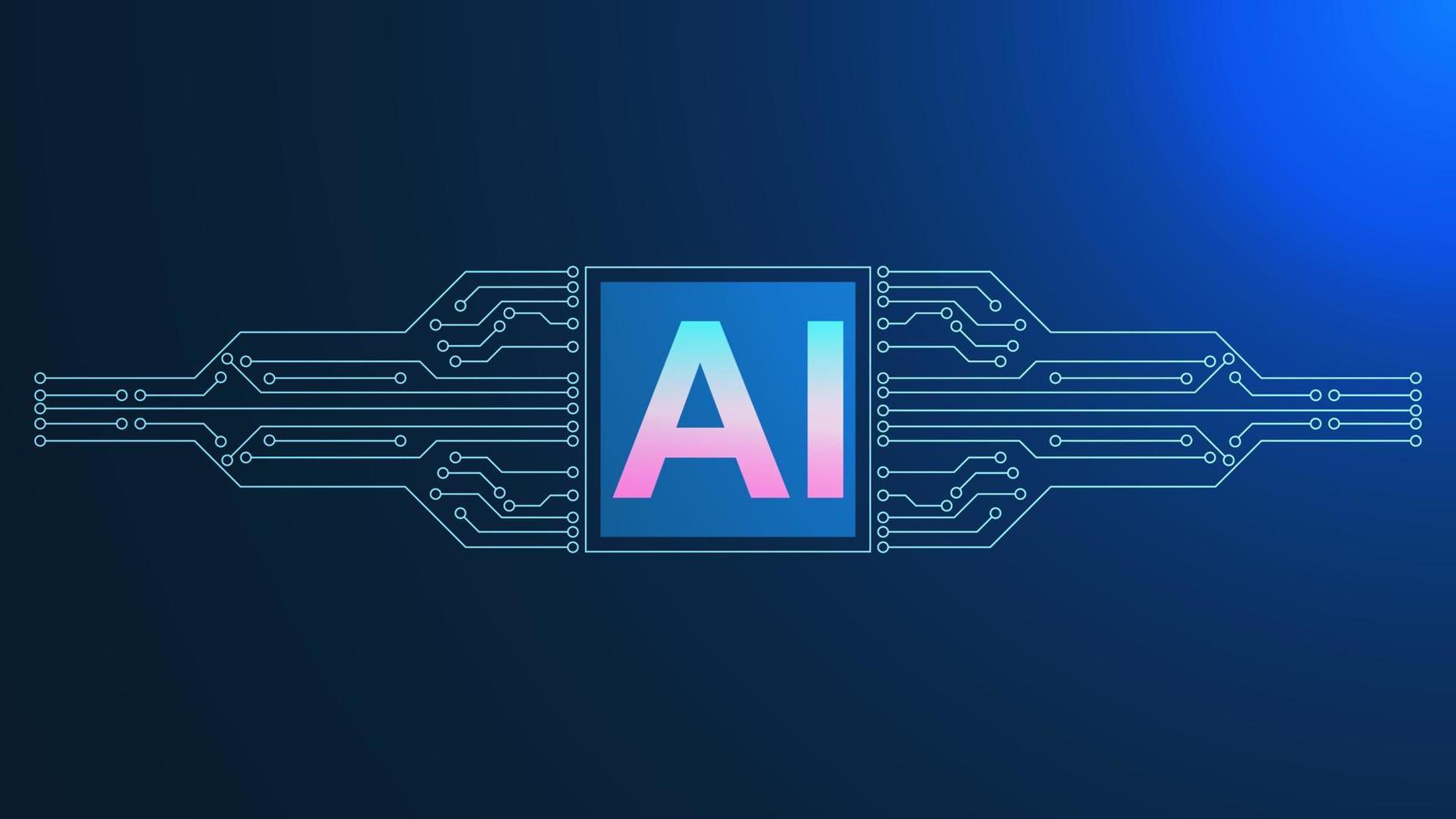 Artificial intelligence processor with electronic circuit board technology concept background. Vector illustration. EPS 10.