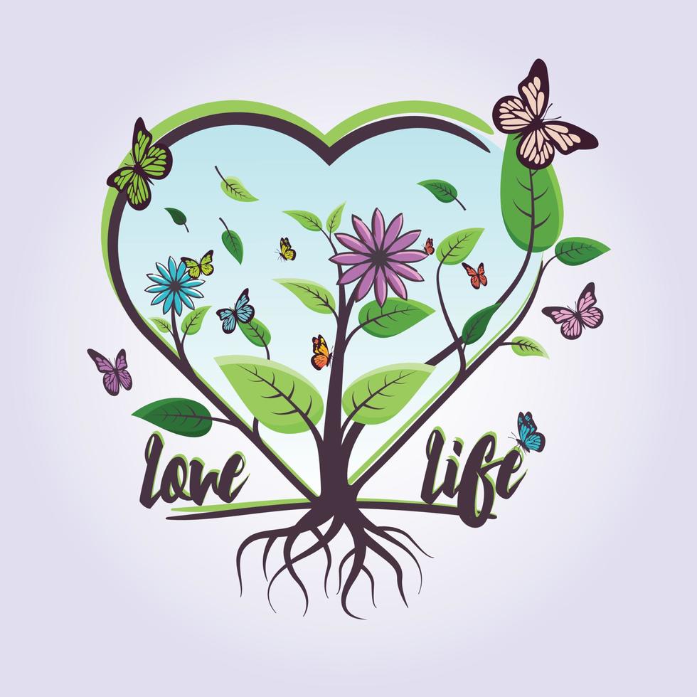 amor vida y naturaleza. vector ilustración.