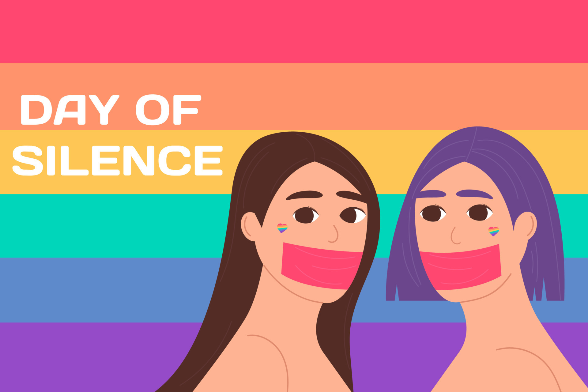 LGBT Day of Silence. A man and a woman with their mouths taped shut