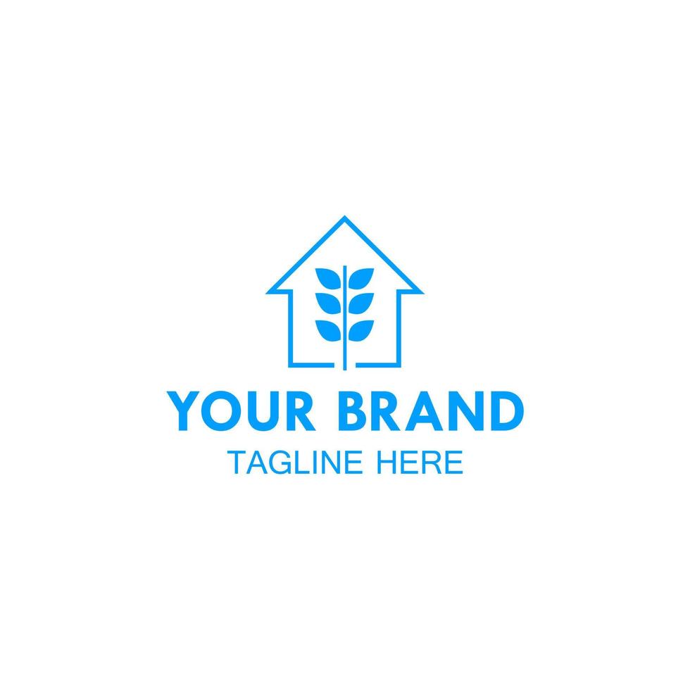 house and wheat logo combination suitable for food product vector