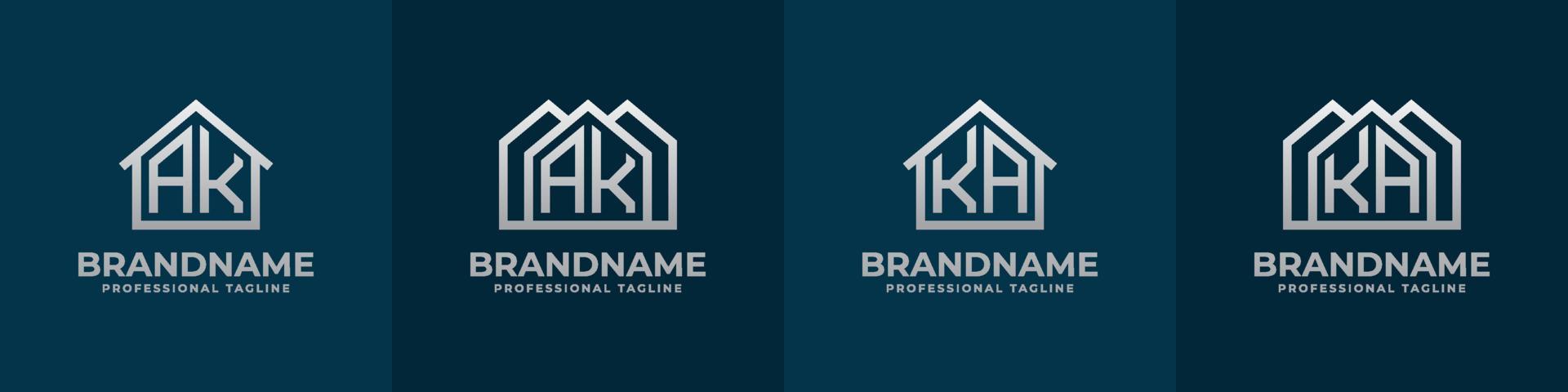 Letter AK and KA Home Logo Set. Suitable for any business related to house, real estate, construction, interior with AK or KA initials. vector