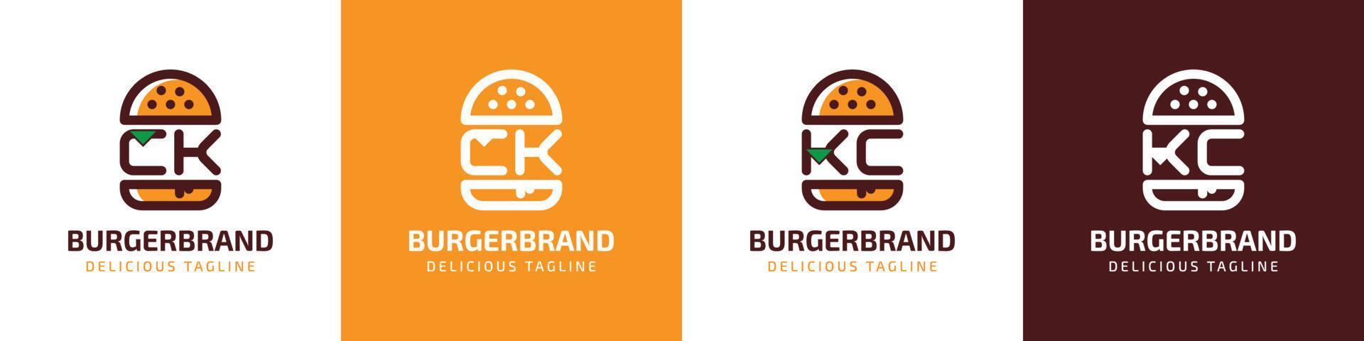 Letter CK and KC Burger Logo, suitable for any business related to burger with CK or KC initials. vector