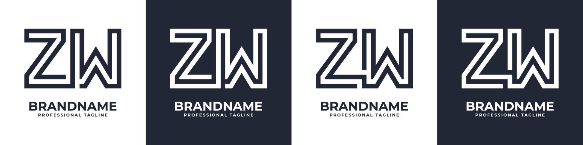 Simple ZW Monogram Logo, suitable for any business with ZW or WZ initial. vector