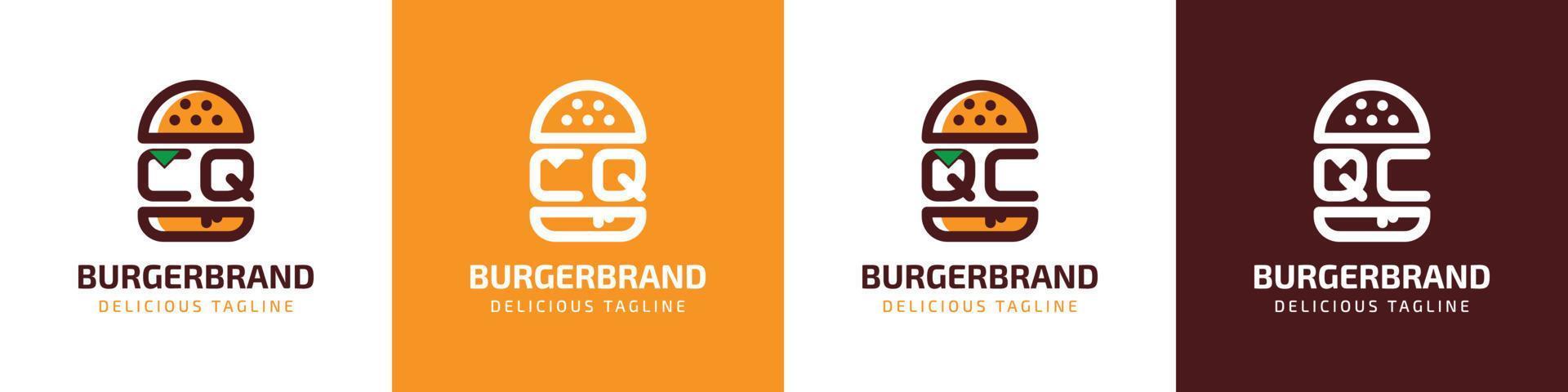 Letter CQ and QC Burger Logo, suitable for any business related to burger with CQ or QC initials. vector