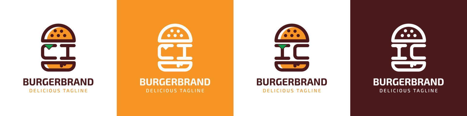 Letter CI and IC Burger Logo, suitable for any business related to burger with CI or IC initials. vector