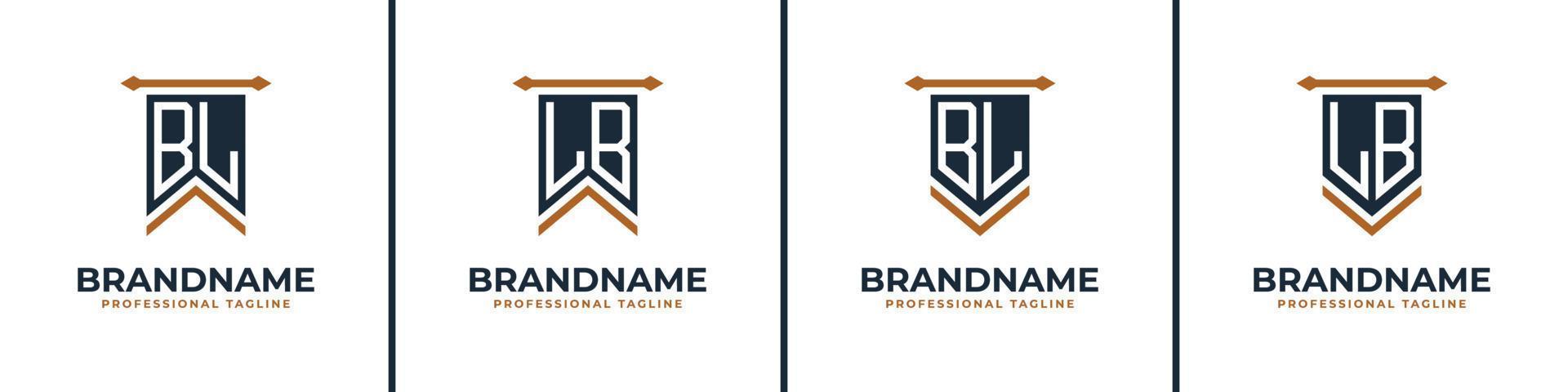 Letter BL and LB Pennant Flag Logo Set, Represent Victory. Suitable for any business with BL or LB initials. vector