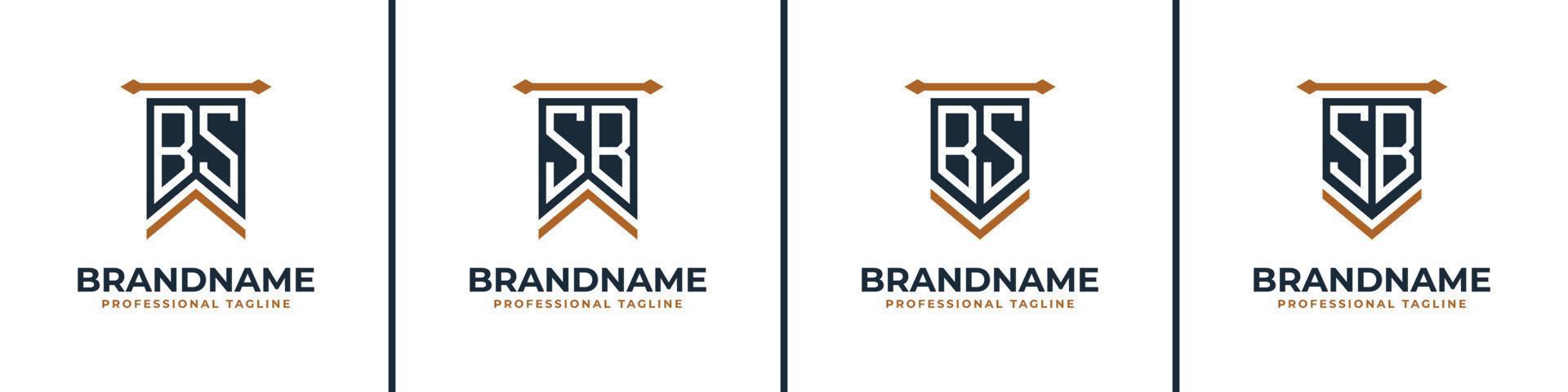 Letter BS and SB Pennant Flag Logo Set, Represent Victory. Suitable for any business with BS or SB initials. vector