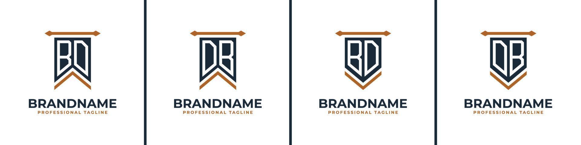 Letter BD and DB Pennant Flag Logo Set, Represent Victory. Suitable for any business with BD or DB initials. vector