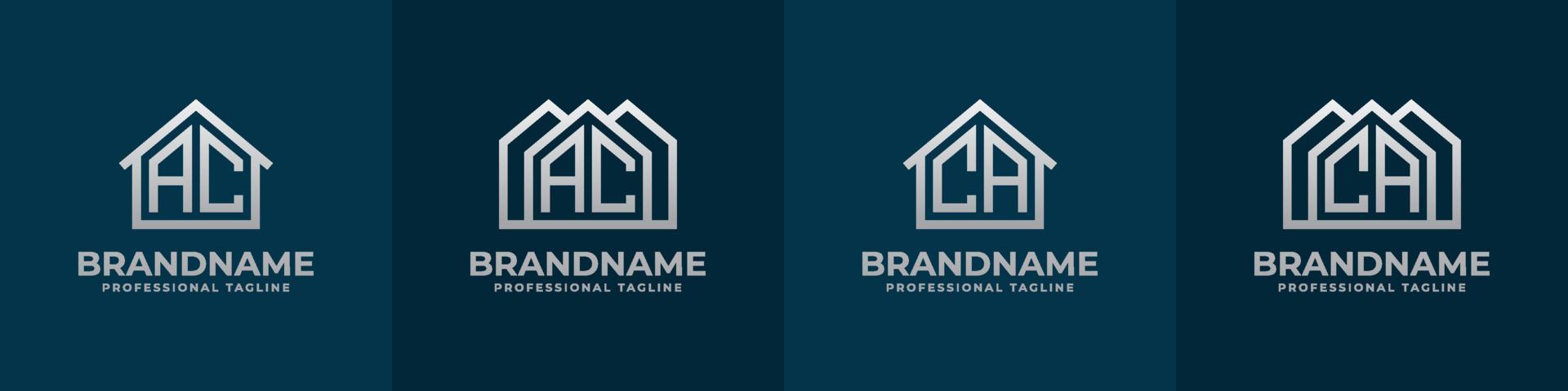 Letter AC and CA Home Logo Set. Suitable for any business related to house, real estate, construction, interior with AC or CA initials. vector