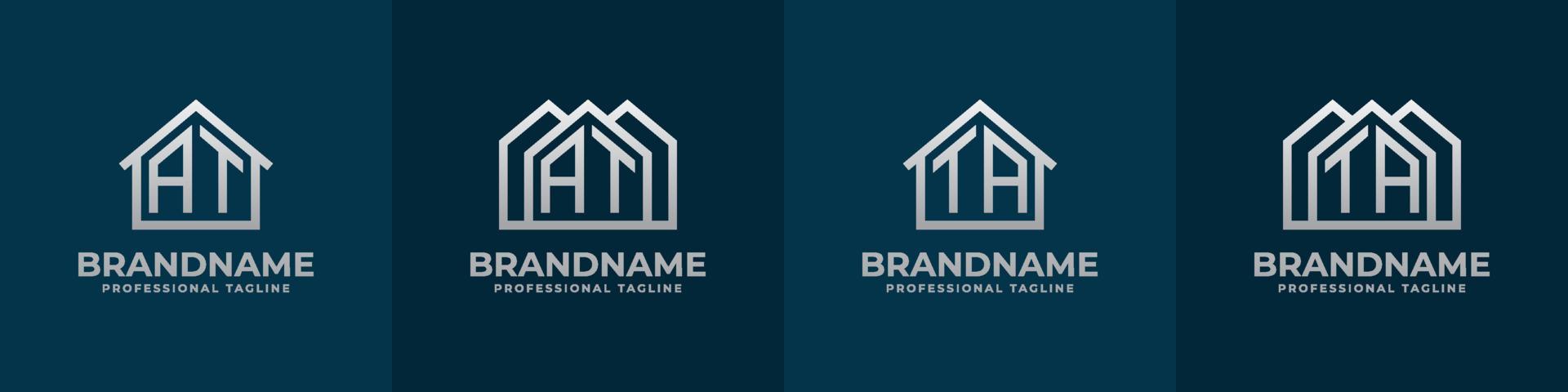 Letter AT and TA Home Logo Set. Suitable for any business related to house, real estate, construction, interior with AT or TA initials. vector