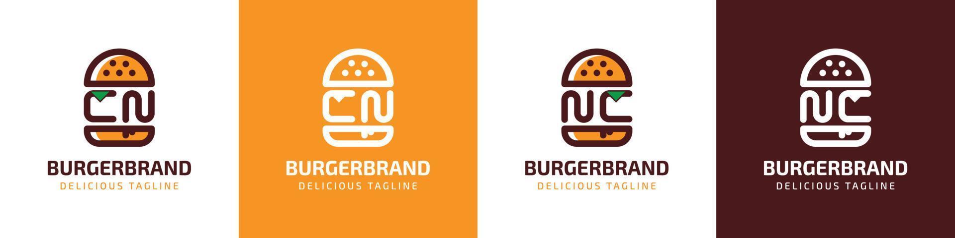 Letter CN and NC Burger Logo, suitable for any business related to burger with CN or NC initials. vector