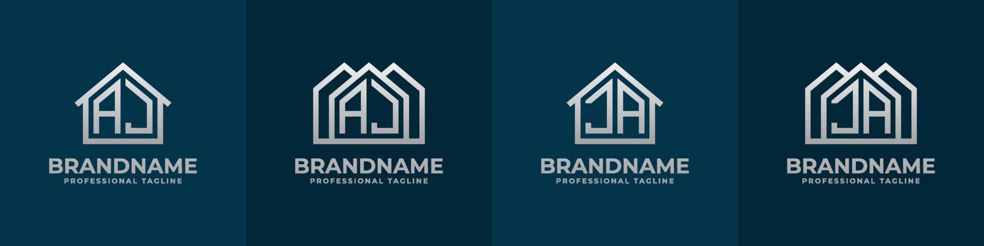 Letter AJ and JA Home Logo Set. Suitable for any business related to house, real estate, construction, interior with AJ or JA initials. vector