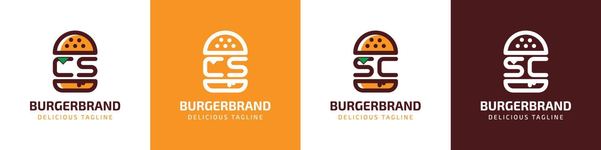 Letter CS and SC Burger Logo, suitable for any business related to burger with CS or SC initials. vector