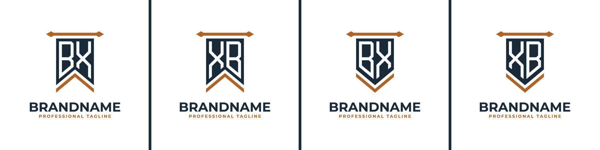 Letter BX and XB Pennant Flag Logo Set, Represent Victory. Suitable for any business with BX or XB initials. vector