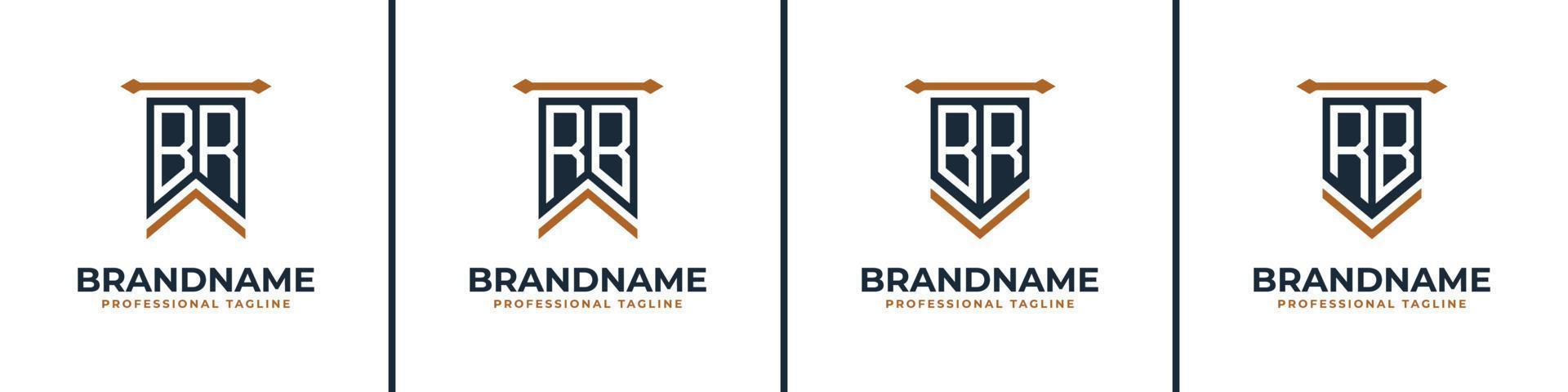 Letter BR and RB Pennant Flag Logo Set, Represent Victory. Suitable for any business with BR or RB initials. vector