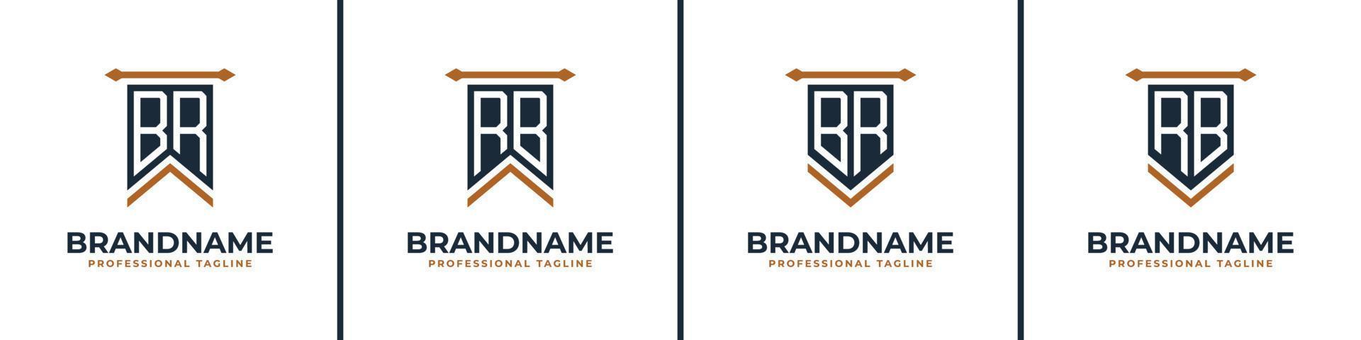 Letter BR and RB Pennant Flag Logo Set, Represent Victory. Suitable for any business with BR or RB initials. vector