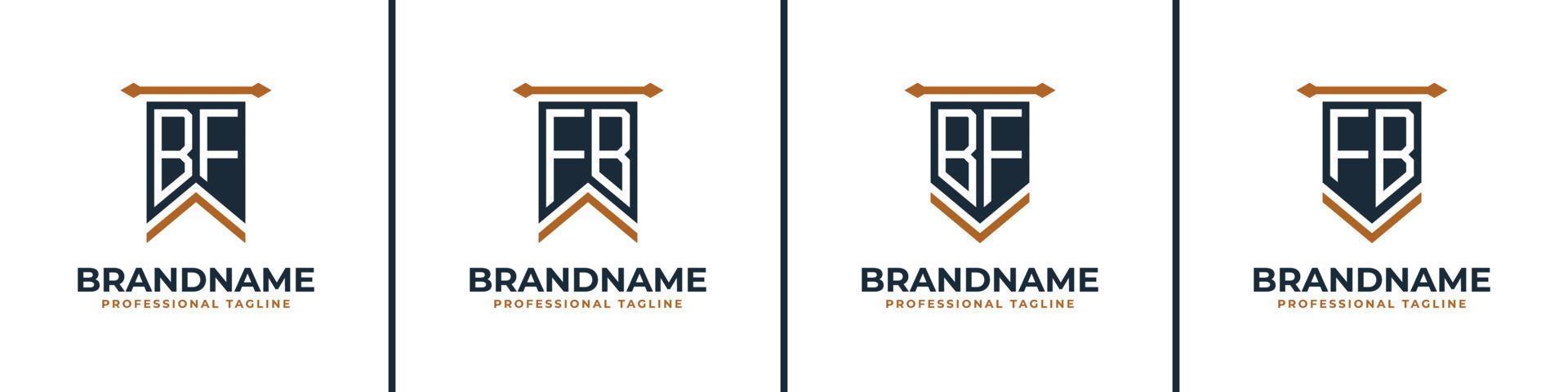 Letter BF and FB Pennant Flag Logo Set, Represent Victory. Suitable for any business with BF or FB initials. vector