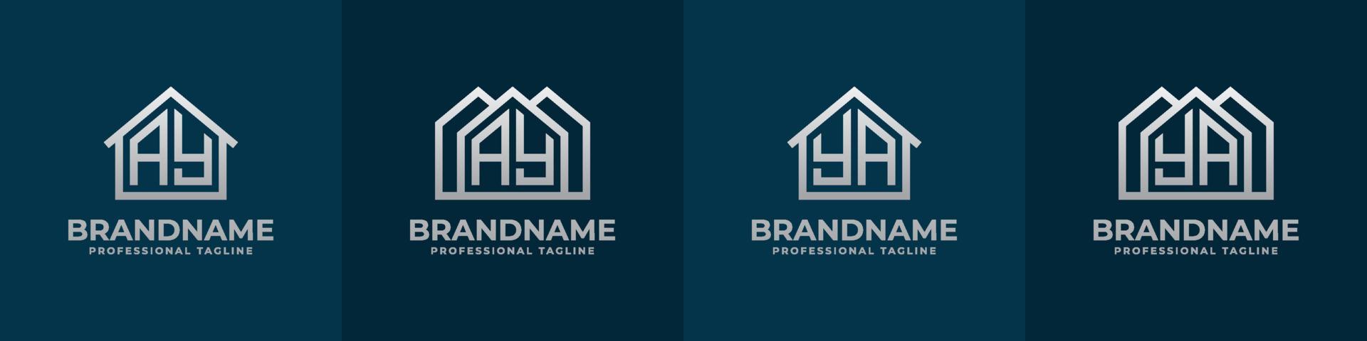 Letter AY and YA Home Logo Set. Suitable for any business related to house, real estate, construction, interior with AY or YA initials. vector