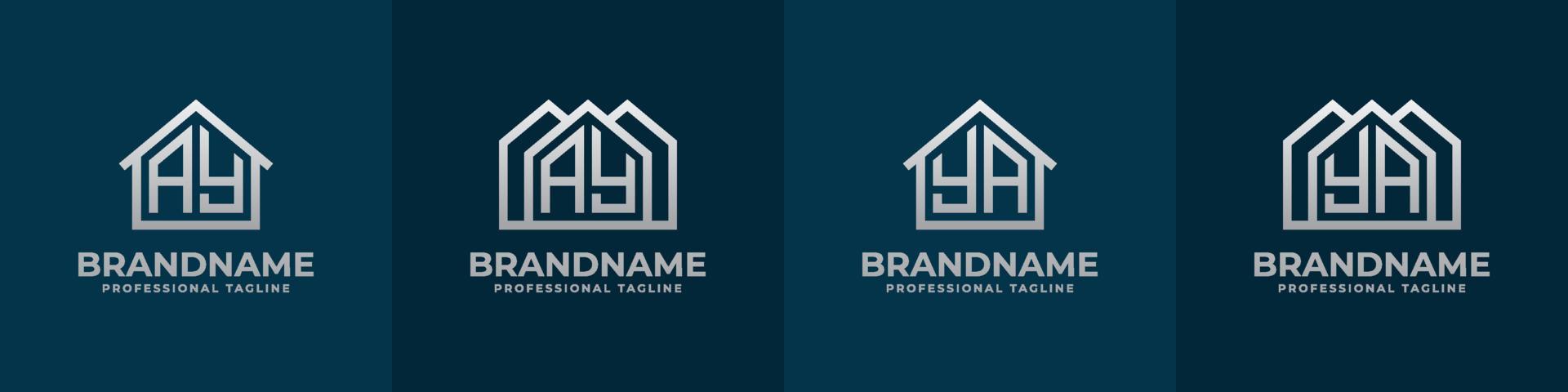 Letter AY and YA Home Logo Set. Suitable for any business related to house, real estate, construction, interior with AY or YA initials. vector