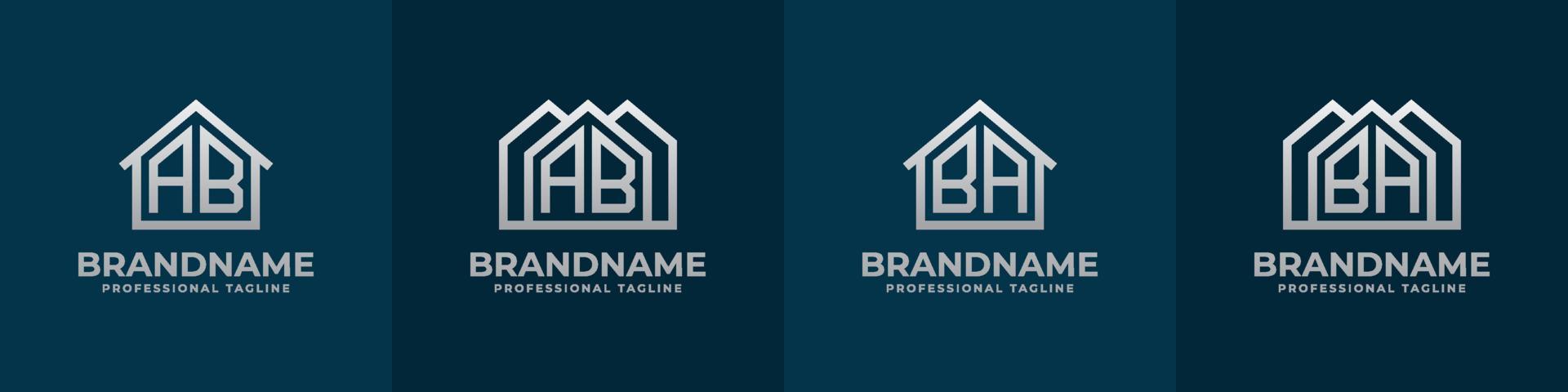 Letter AB and BA Home Logo Set. Suitable for any business related to house, real estate, construction, interior with AB or BA initials. vector