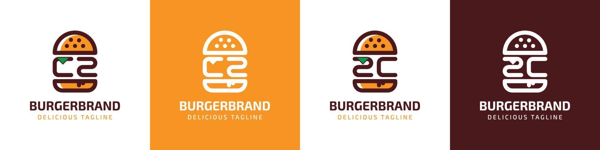 Letter CZ and ZC Burger Logo, suitable for any business related to burger with CZ or ZC initials. vector