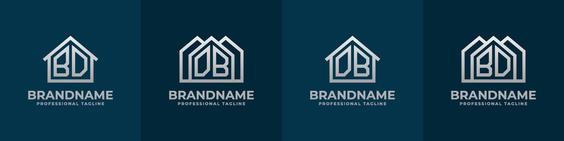 Letter BD and DB Home Logo Set. Suitable for any business related to house, real estate, construction, interior with BD or DB initials. vector