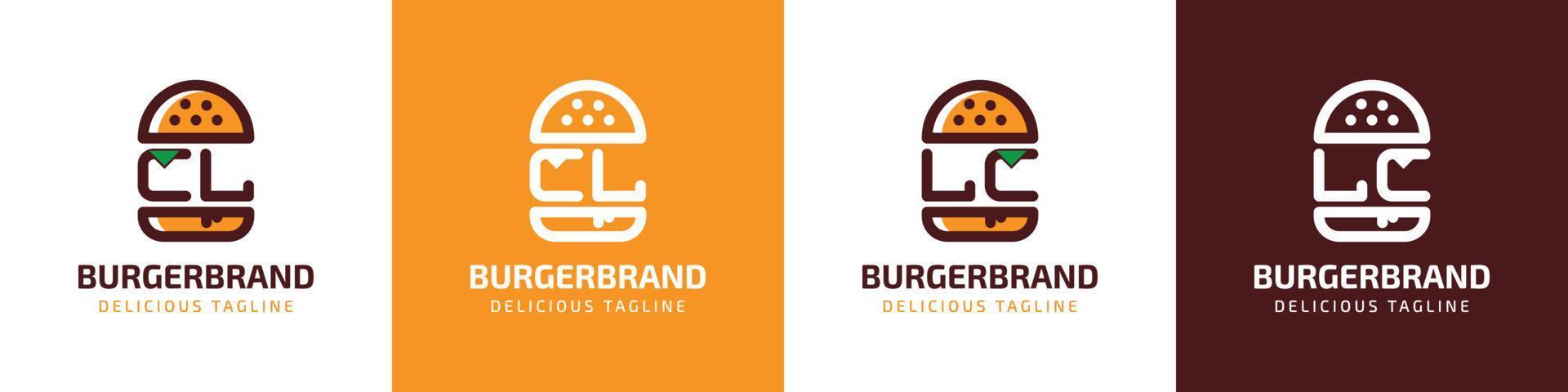 letra cl y lc hamburguesa logo, adecuado para ninguna negocio relacionado a hamburguesa con cl o lc iniciales. vector