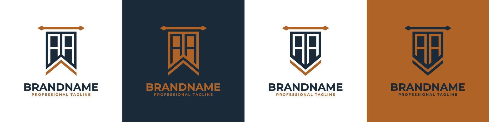 Letter AA Pennant Flag Logo Set, Represent Victory. Suitable for any business with A or AA initials. vector