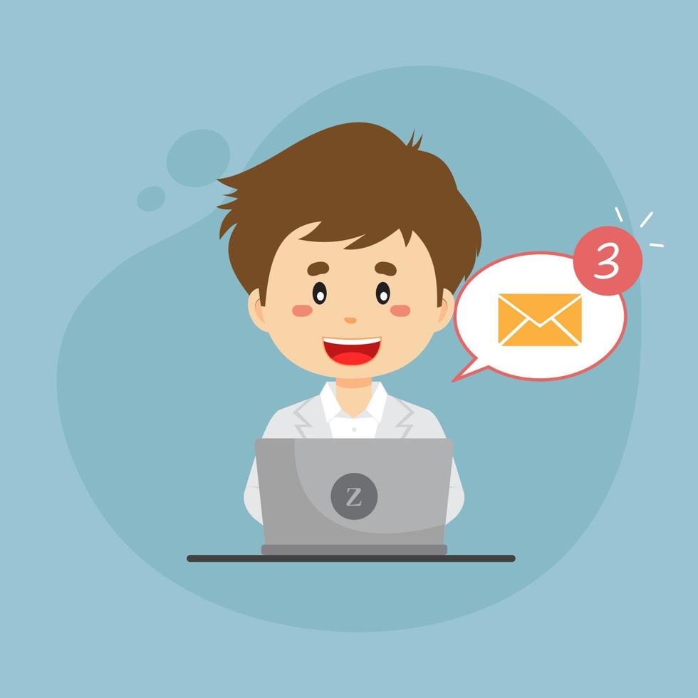 Bussiness Man Checking Email Inbox vector