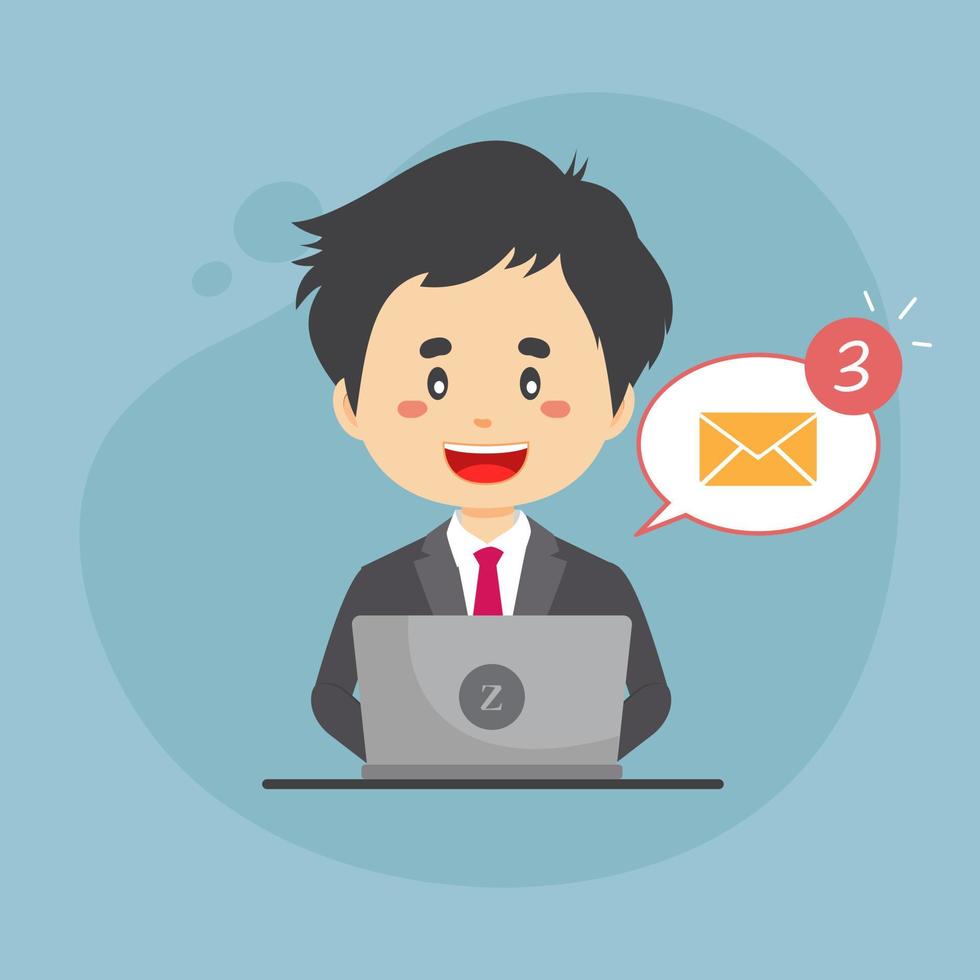 Bussiness Man Checking Email Inbox vector