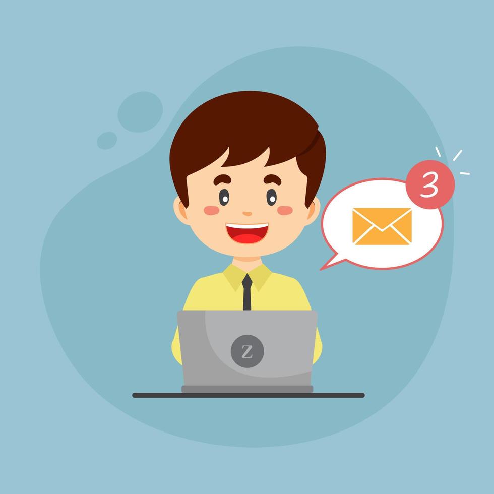 Bussiness Man Checking Email Inbox vector