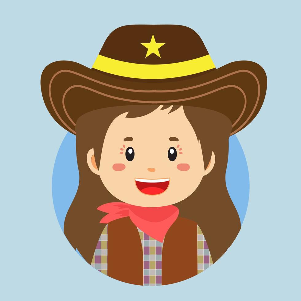 avatar de un americano vaqueros personaje vector
