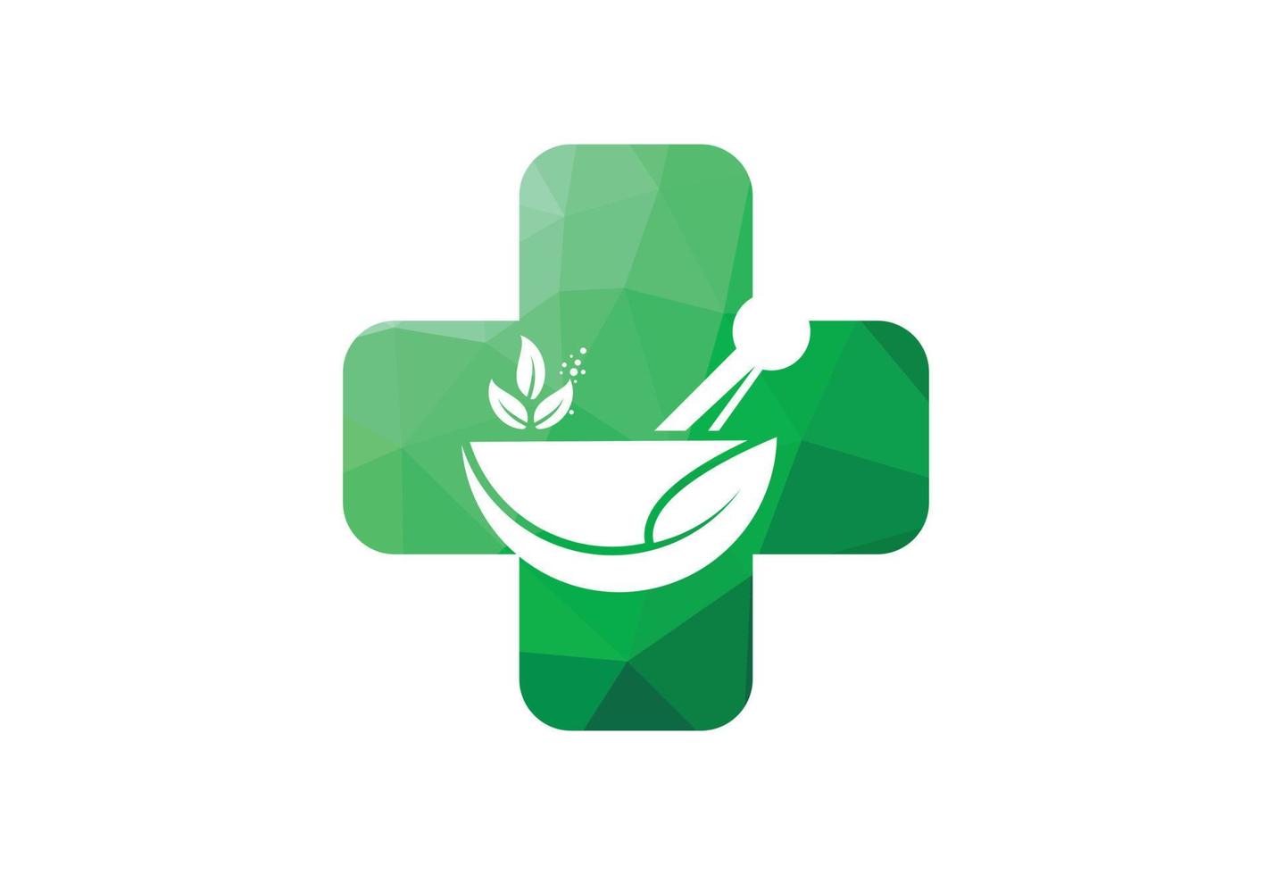 Low Poly Medical health care center Ayurvedic logo design, Vector illustration