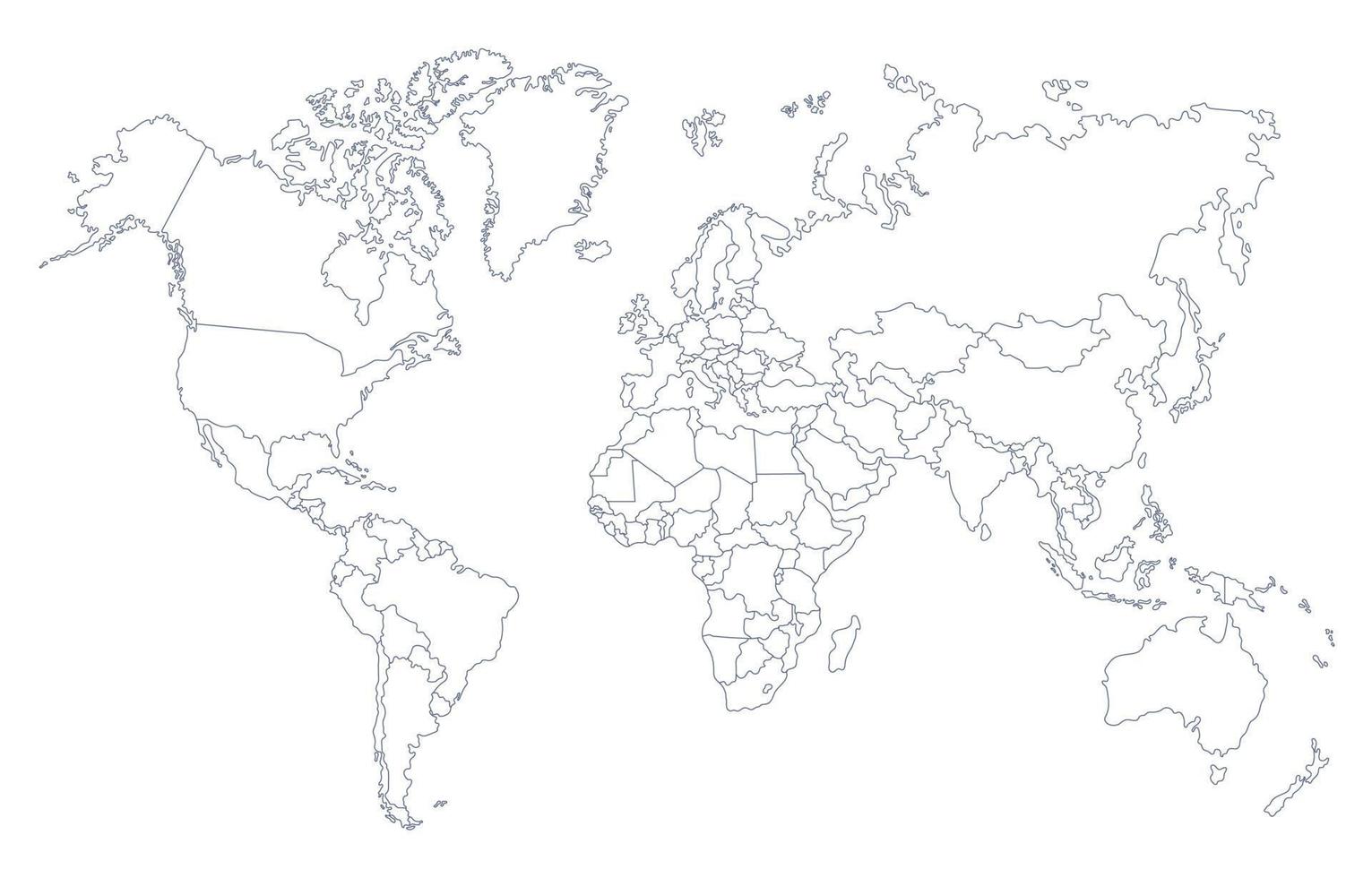 World Map With Country Borders Background vector