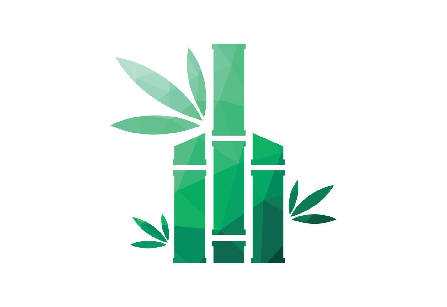 Low Poly and Green Bamboo garden logo design, Vector design template