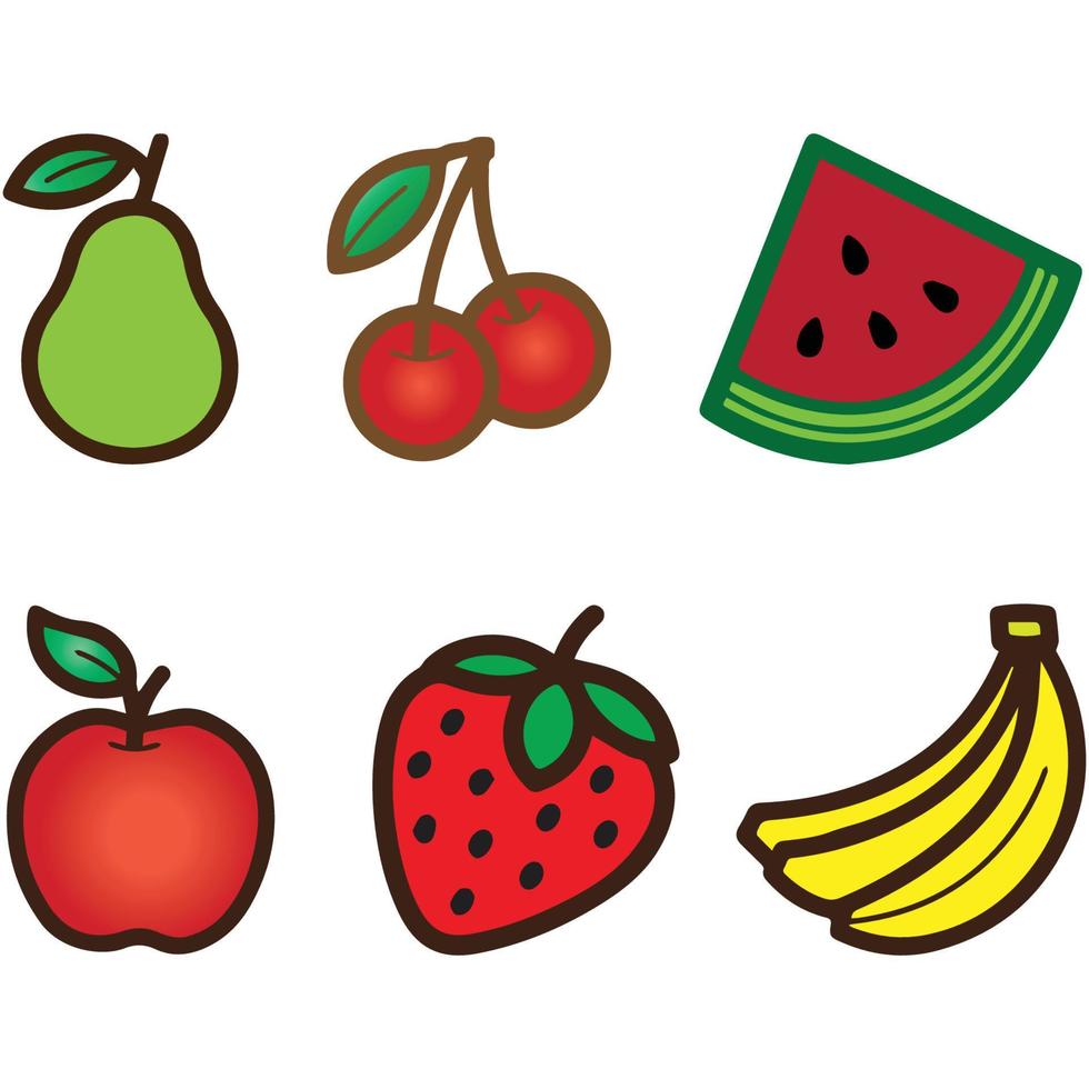 Beautiful Fresh Fruits Set With Various Fruit vector