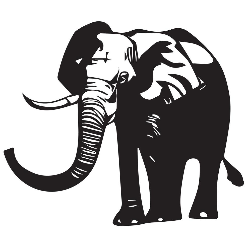 enojado elefante silueta enojado vector diseño blanco antecedentes gratis vector