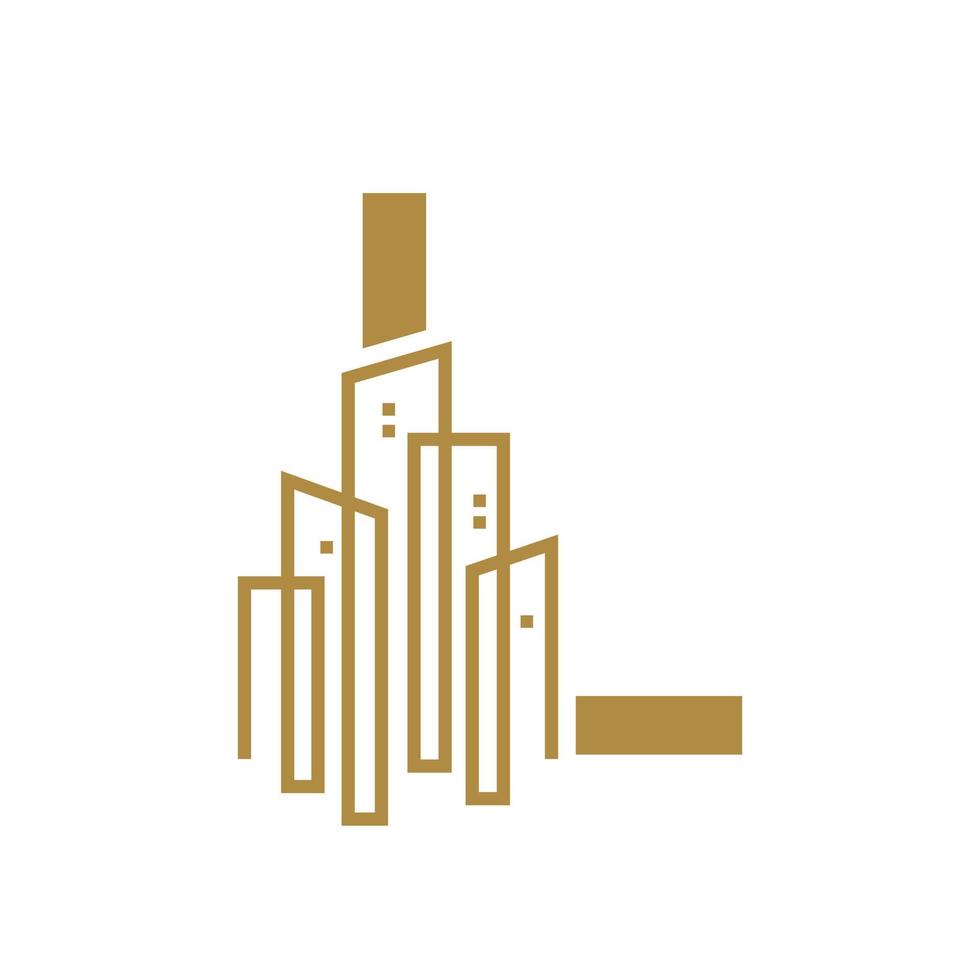 inicial l oro ciudad logo vector